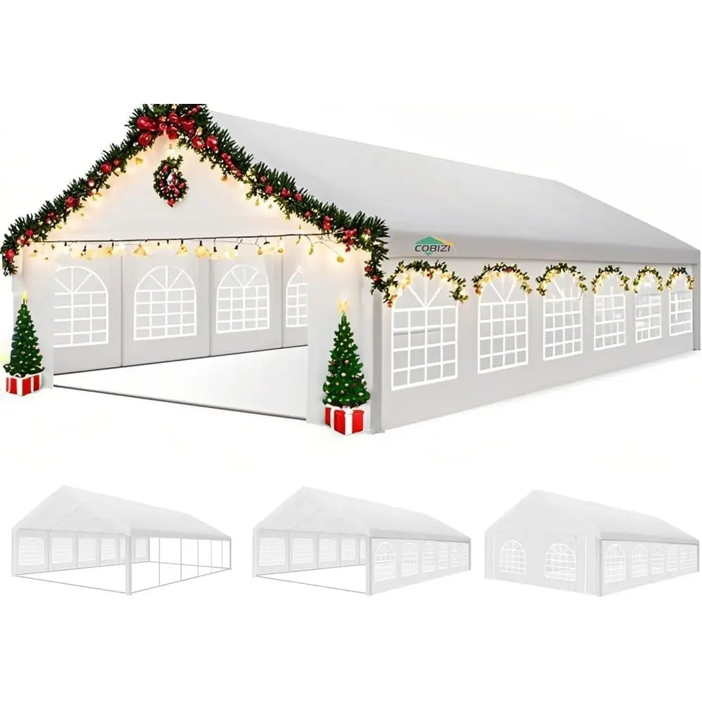 20x40FT Party Tent Heavy Duty Outdoor Gazebo with 12 Sidewall amp 16 Church Windows, White Event Shelter Wedding Canopy Tent fo