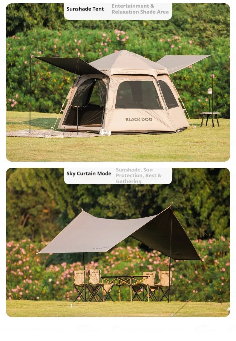 Naturehike BLACKDOG Qiyun 3-Speed Hexagonal Tent Sunscreen Stable Cooling Sensation Strong Wind Resistant Fiber Support With 360