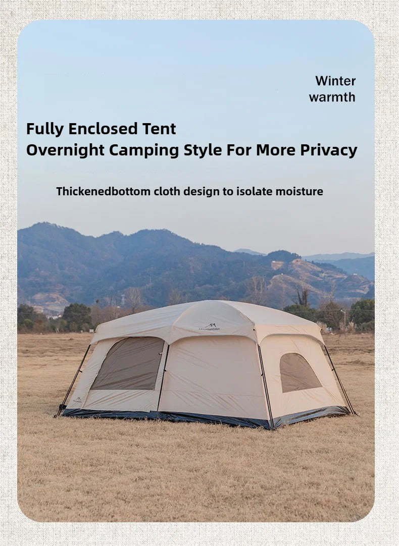 MOUNTAINHIKER Camping Family luxury Tent 3-12 Person Double Layers Oversize 2 Rooms Thickened Rainproof Outdoor Tour Equipment