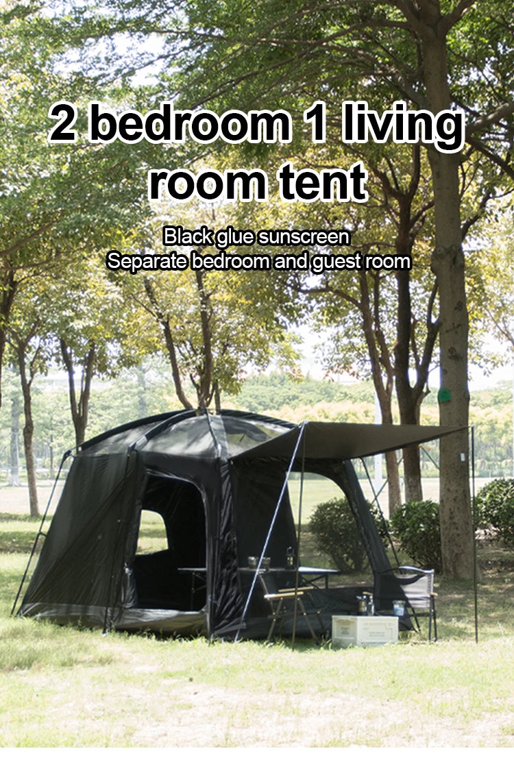 8-12 Family Tent Person Outdoor Camping Double Layers Oversize 2 Rooms Thickened Rainproof Outdoor Family Camp Tour Equipment