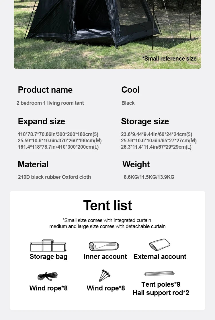 8-12 Family Tent Person Outdoor Camping Double Layers Oversize 2 Rooms Thickened Rainproof Outdoor Family Camp Tour Equipment