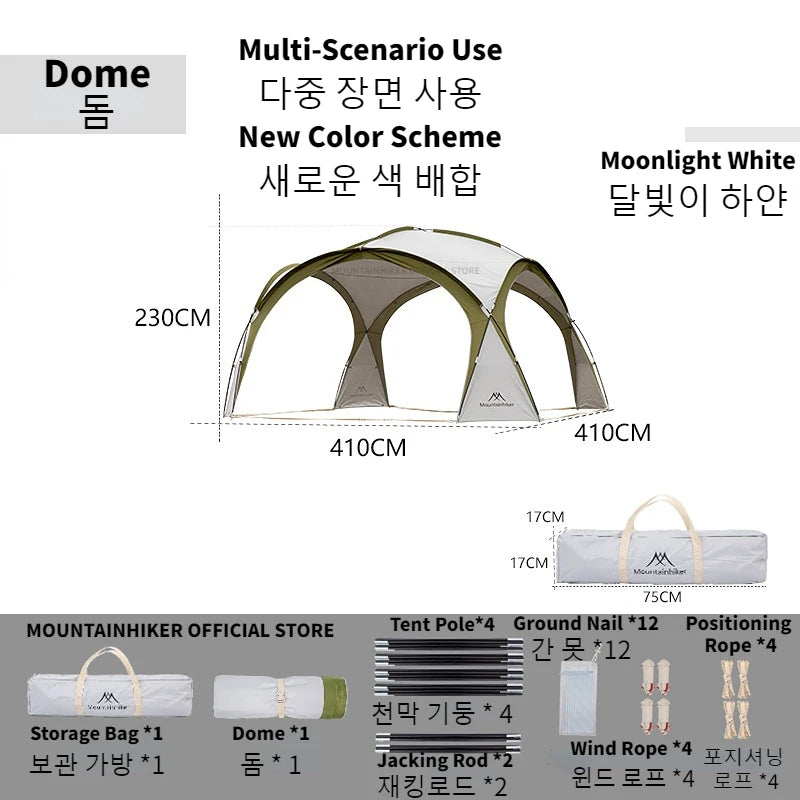 MOUNTAINHIKER 8-10 Person Outdoor Camping Dome Tents Light Luxury Round Gazebo Big Canopy Large Awning Pergola House