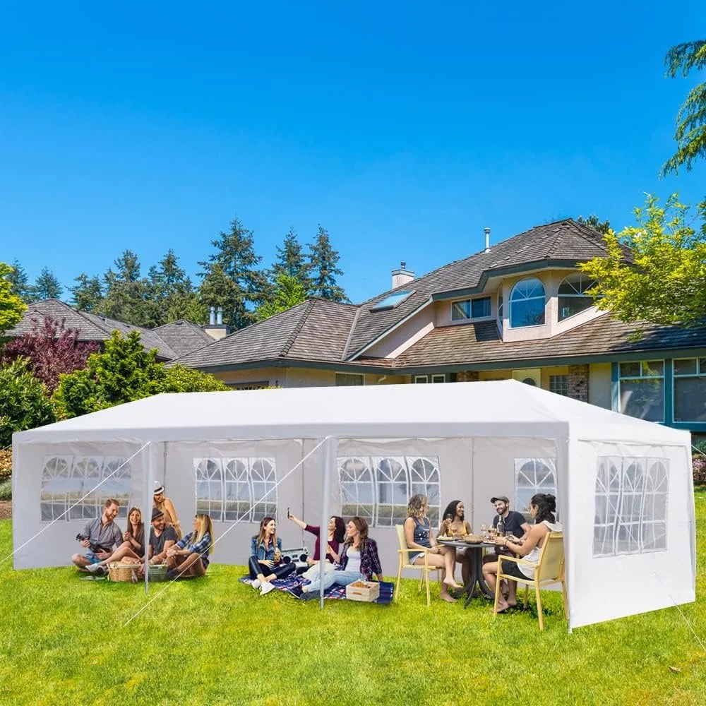 Tente de fête 10'x30', tentes extérieures pour événements de mariage avec 5 parois latérales amovibles, grand auvent, tonnelle robuste pour fêtes, Patio Bir