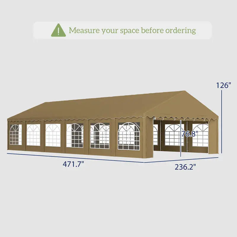 [Free Shipping] 20' x 40' Party Tent, Outdoor Canopy Tent with Removable Sidewalls, 12 Windows for Parties, Wedding, Events, BBQ, Brown
