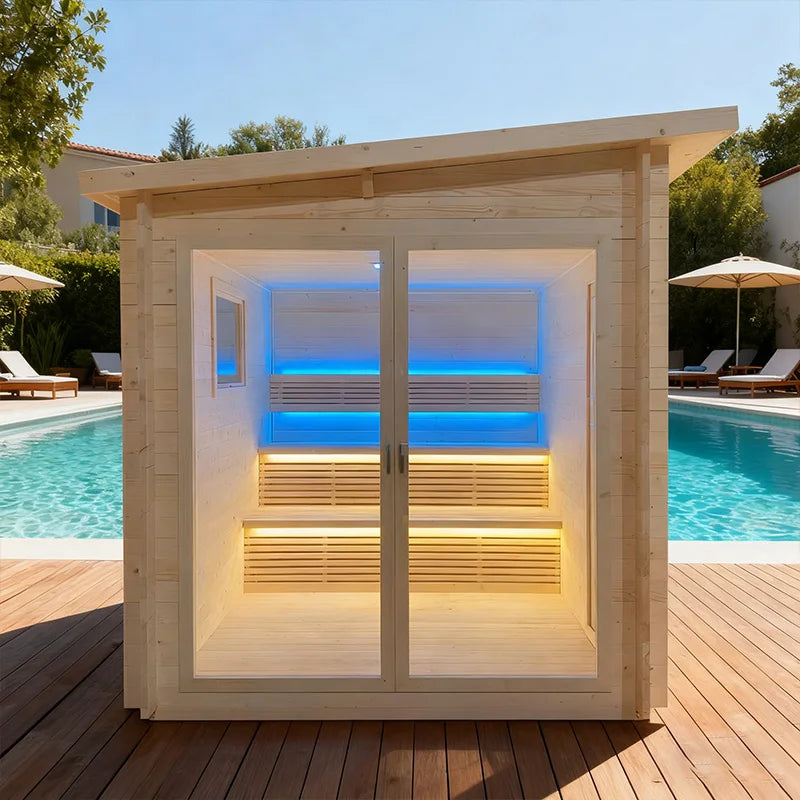 Sauna extérieur, espace de repos, maison en bois, sauna carré préfabriqué en cèdre
