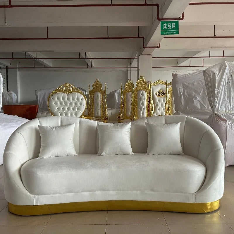 Factory direct sales light luxury velvet curved sofa wedding sofa living room homestay hotel leisure sofa