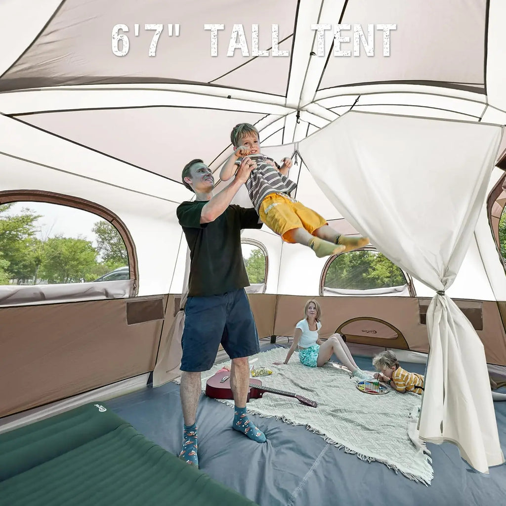 6 | 8 | 10 Person Family Camping Tent with Porch, Big Family Camping Tent with Tall Height, Good Ventilation, Water Resitant Large Tent for Outdoor Camping, Backyard