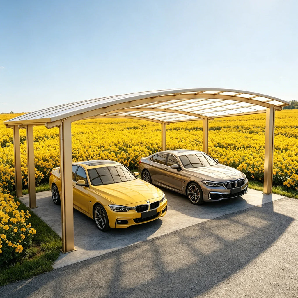 Premium Aluminum Outdoor Structures & Shade, Freestanding Carport Garage with Thick Roof Panels, Reliable Car Parking Shelter