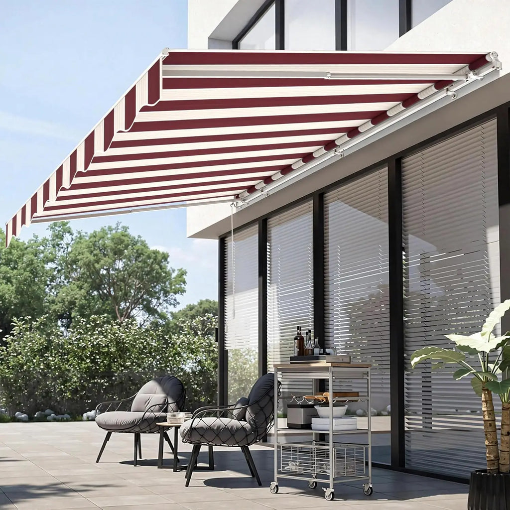 9.9x7.8 Feet Manual Retractable Patio Door Window Awning Sunshade Shelter Outdoor Canopy, Customized