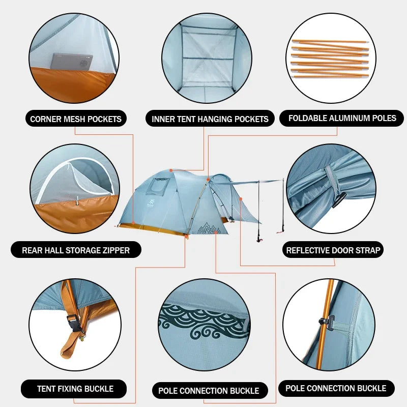 KAILAS STAR NIGHT III Tent Hiking Ultralight 3-4 Person Double Layer Windproof Outdoor Camping Waterproof Tourist Tent KT2203213
