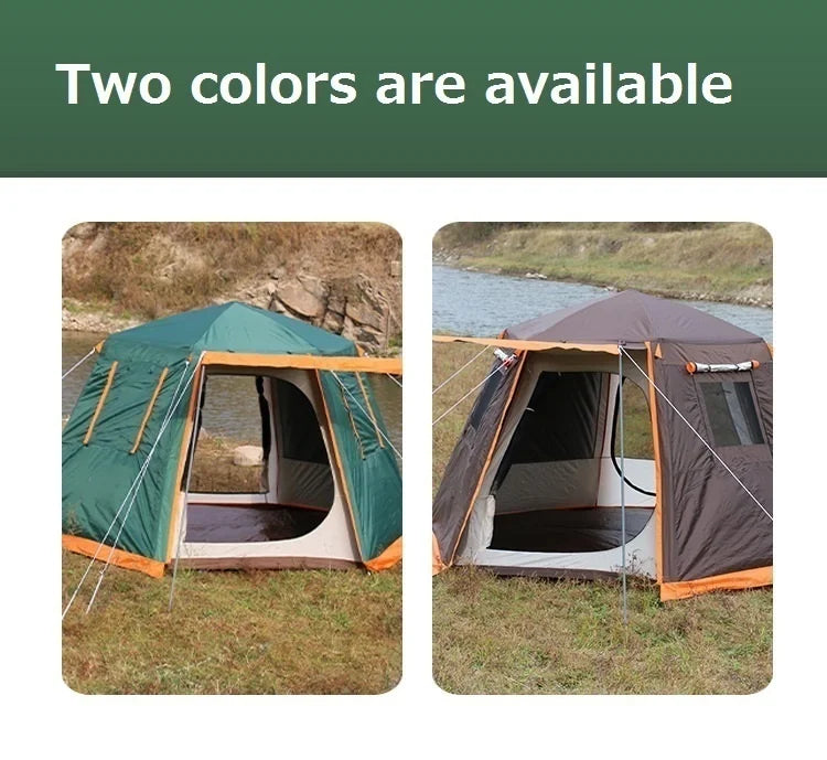 Automatic Camping Tent Outdoor Waterproof Anti-UV Hexagonal Big Tent Aluminum Pole Garden Pergola Awning Family Tent 4-6 Persons