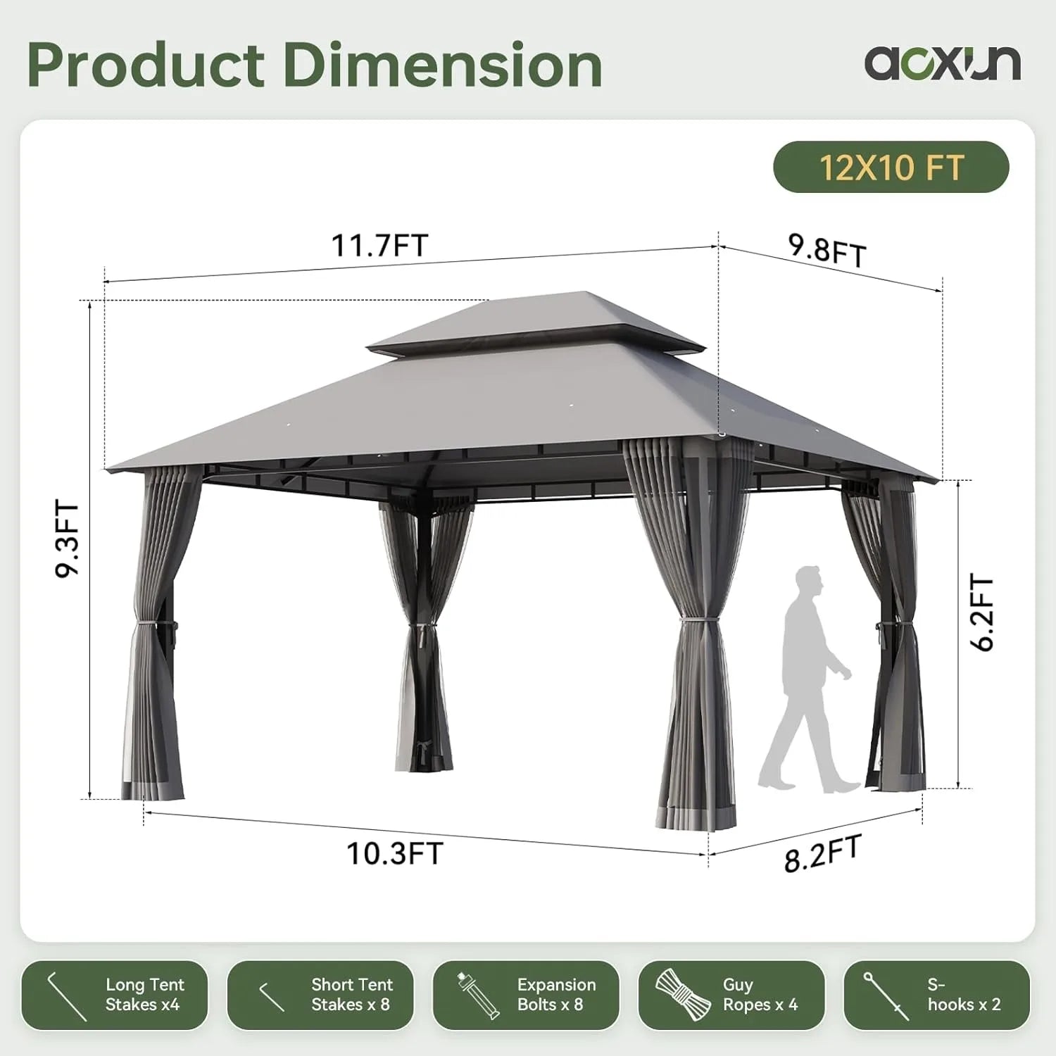 Customized Heavy-Duty Outdoor Gazebo with Double Roof, Mosquito Netting & Zipper Screens, Perfect for Party & Patio Use