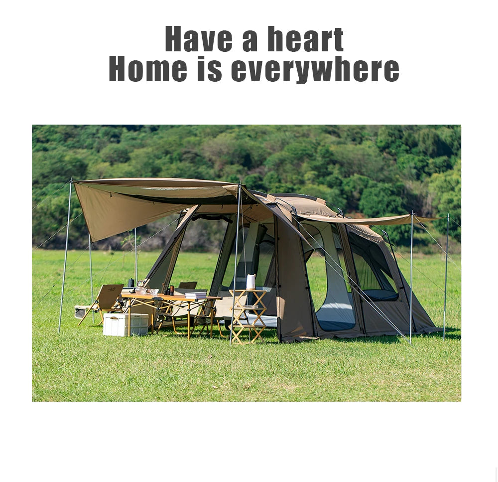 Tunnel tent 8-12 person 4-season double-layer waterproof UV resistant and windproof tent Family outdoor camping tent detachabl