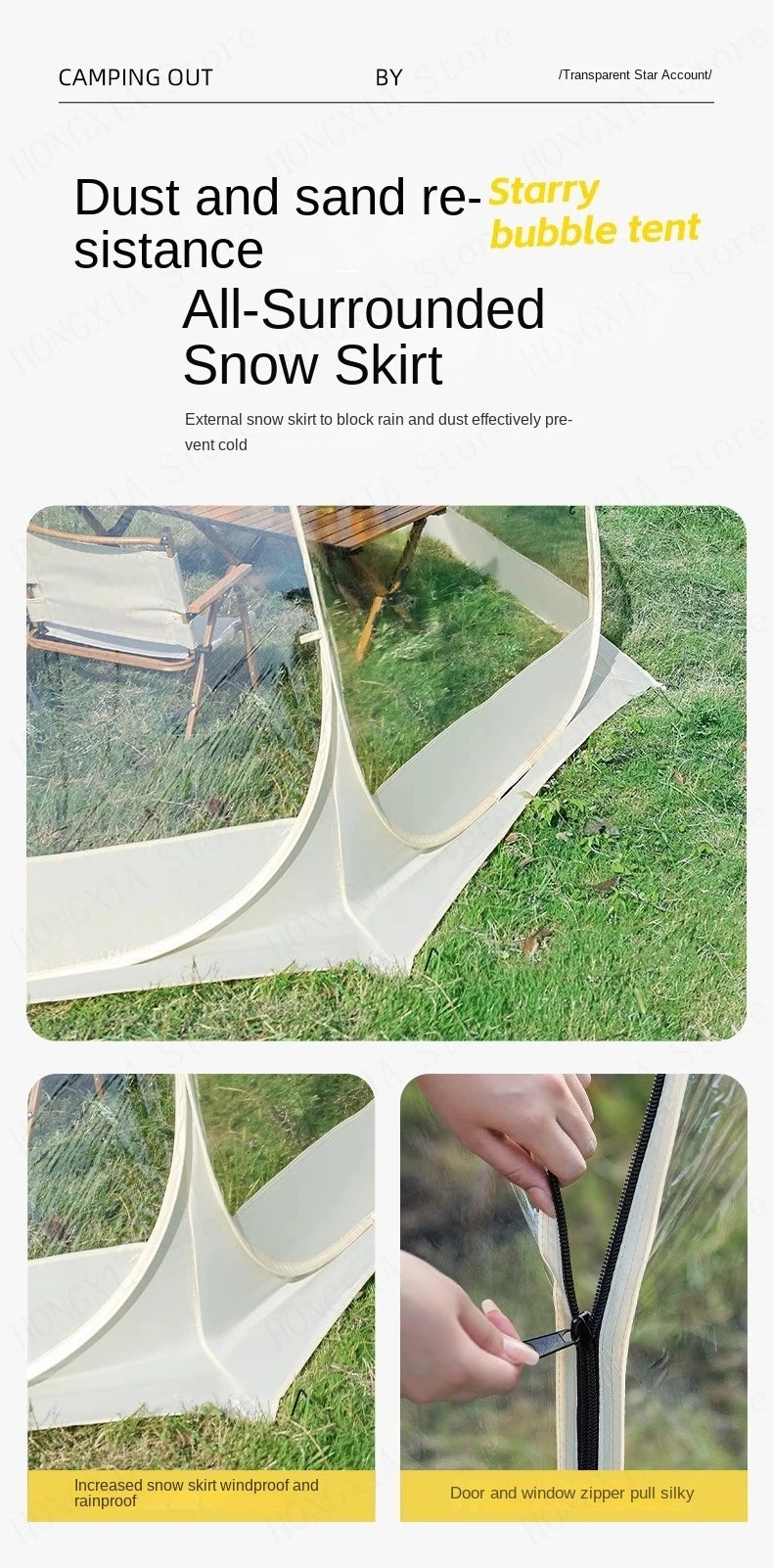 New Star Tent Transparent Bubble House Sun Room 4-10 Person PVC Courtyard Restaurant Shed Camping Supplies Outdoor Camping
