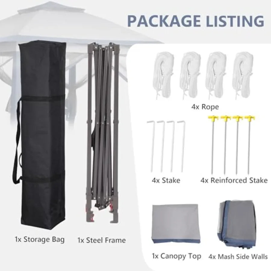 11x11 Pop Up  Tent Outdoor  with Netting Outdoor Gazebo for Backyard Tent with Handbag