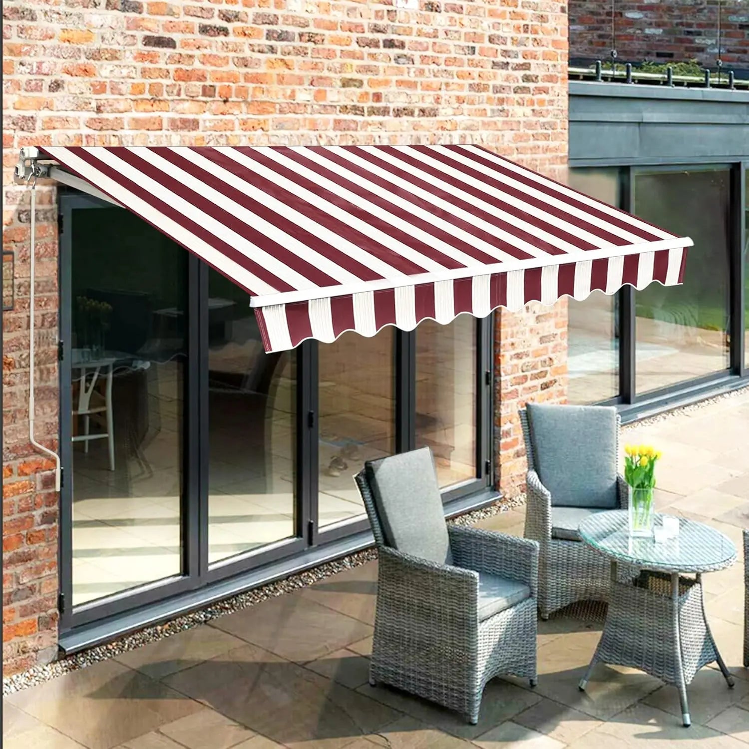 9.9x7.8 Feet Manual Retractable Patio Door Window Awning Sunshade Shelter Outdoor Canopy, Customized