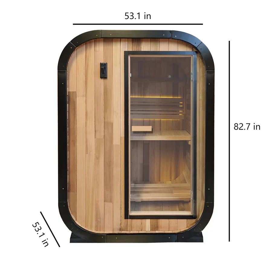 Sauna panoramique extérieur sur mesure, cabine de vapeur ronde, anti-corrosion, anti-fissuration, durable, chauffage intégré, spa à domicile