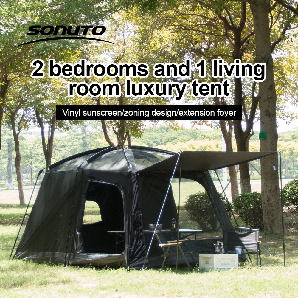 8-12 Family Tent Person Outdoor Camping Double Layers Oversize 2 Rooms Thickened Rainproof Outdoor Family Camp Tour Equipment
