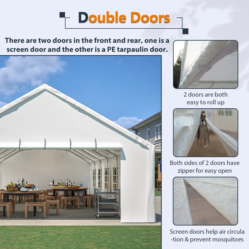 Heavy Duty 20x40FT Outdoor Party Tent with Removable Sidewalls, Carry Bags, Ideal for Weddings, Events, Camping, Patio, and Garden Use