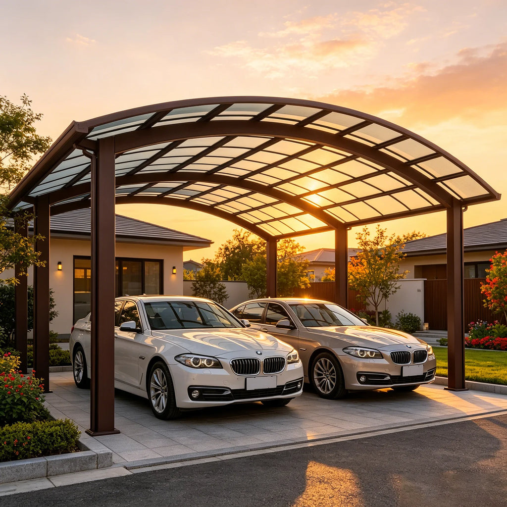 Premium Aluminum Outdoor Structures & Shade, Freestanding Carport Garage with Thick Roof Panels, Reliable Car Parking Shelter