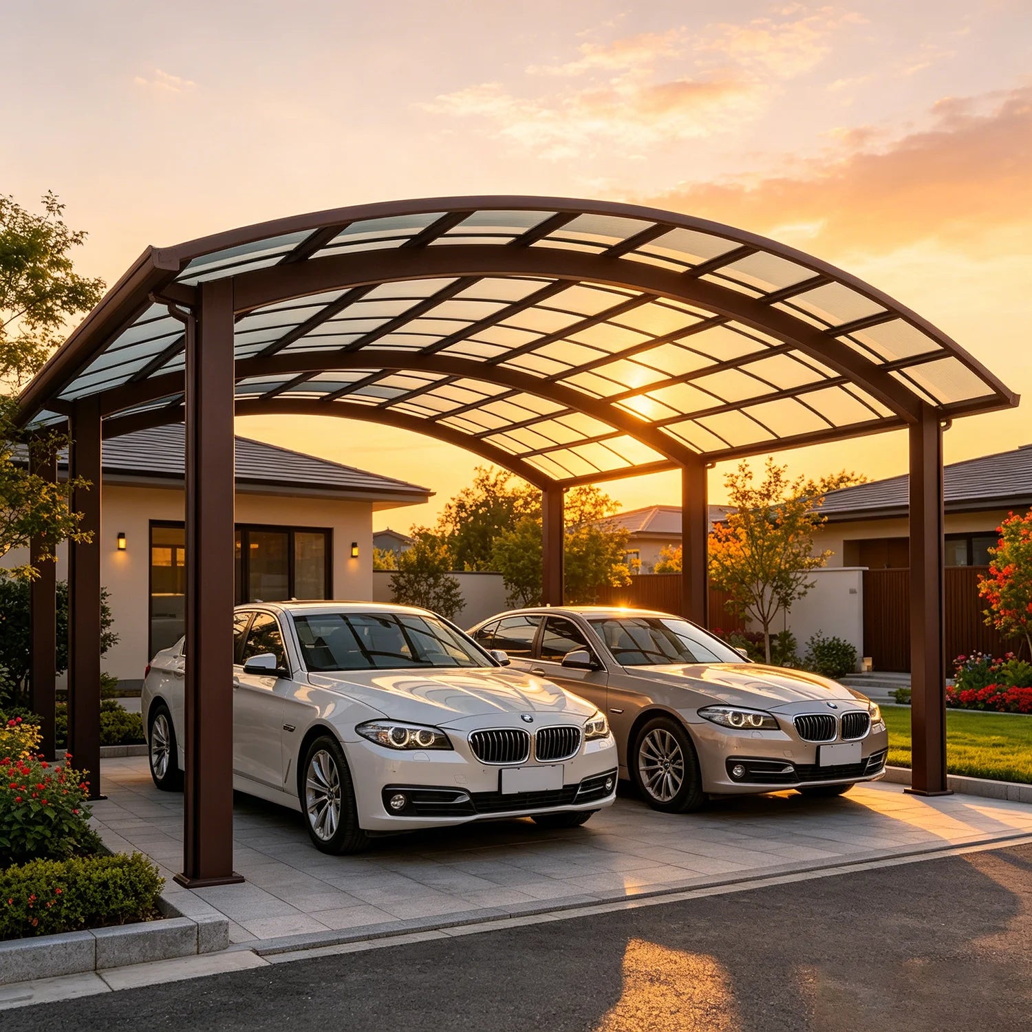Premium Aluminum Outdoor Structures & Shade, Freestanding Carport Garage with Thick Roof Panels, Reliable Car Parking Shelter