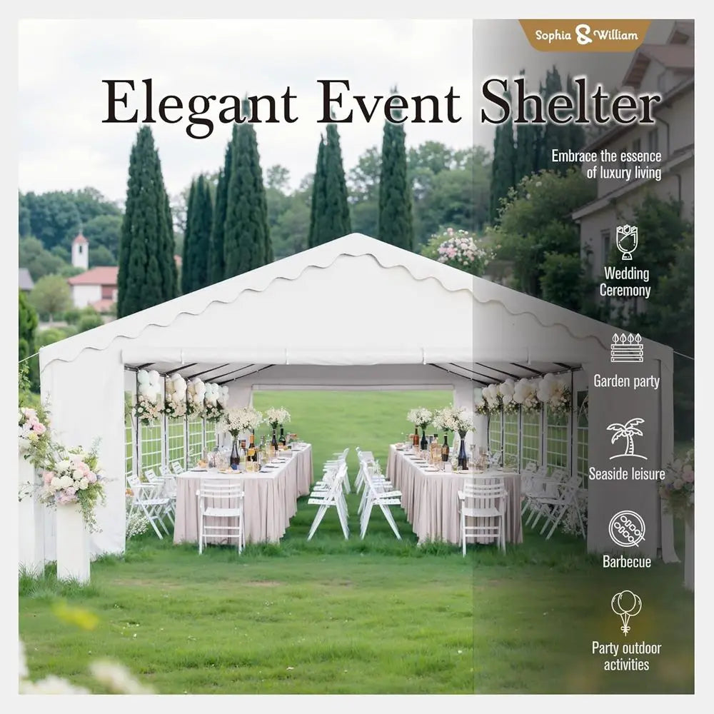 Heavy-Duty Waterproof Outdoor Party Tent, 20x40 ft, with Sidewalls, Ideal for Weddings and Events