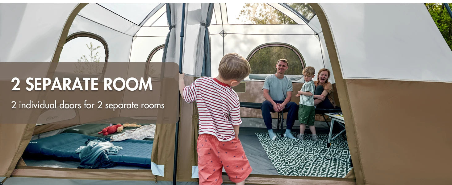 6 | 8 | 10 Person Family Camping Tent with Porch, Big Family Camping Tent with Tall Height, Good Ventilation, Water Resitant Large Tent for Outdoor Camping, Backyard