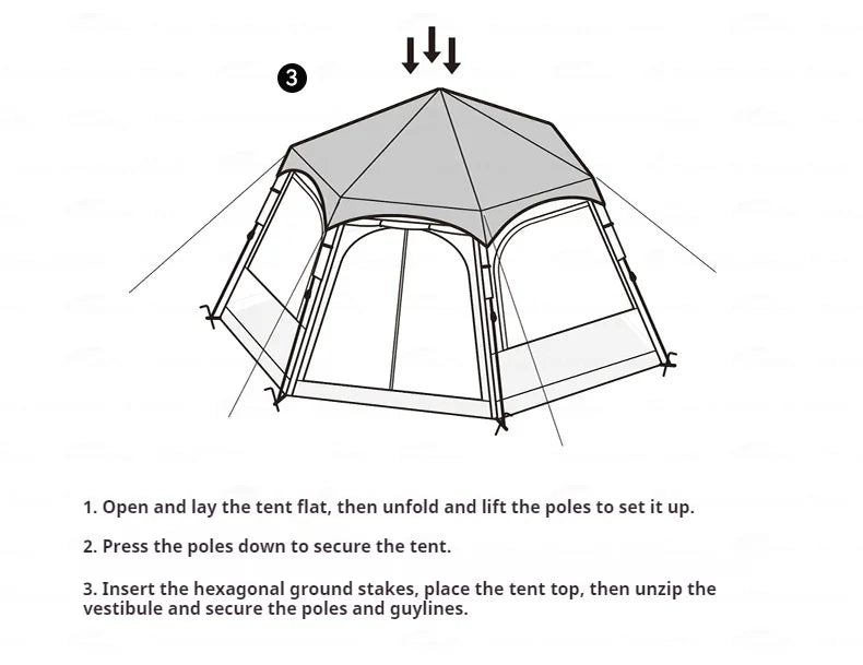 Naturehike BLACKDOG Qiyun 3-Speed Hexagonal Tent Sunscreen Stable Cooling Sensation Strong Wind Resistant Fiber Support With 360