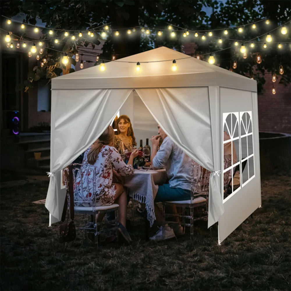 Gazebo de jardin extérieur de 6,5x6,5 pieds, tente de fête de mariage, chapiteau avec 4 parois latérales amovibles