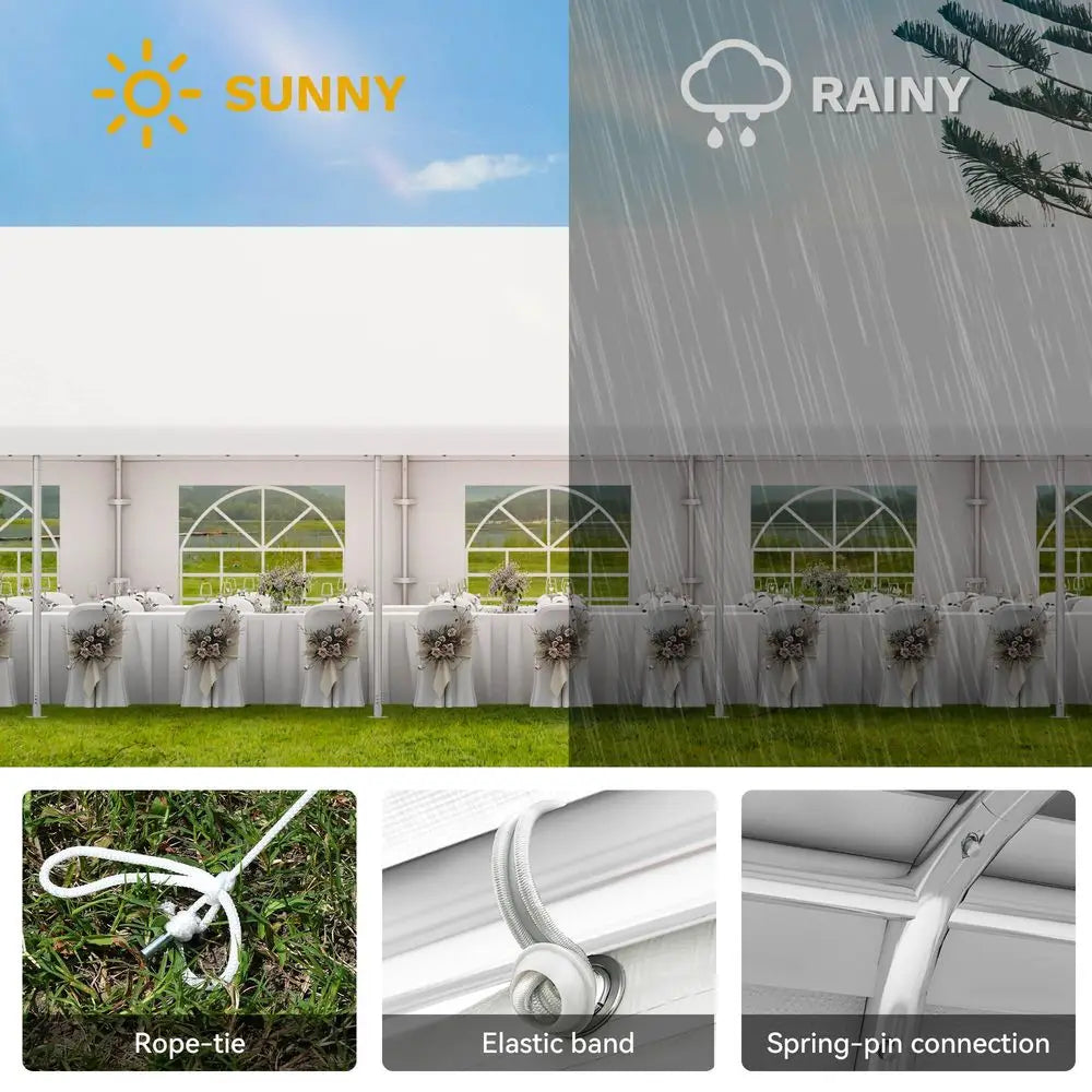 20x33FT Heavy Duty Party Tent Outdoor Wedding Event Shelters graded Galvanized Canopy with Large White Roof, Removable PVC Si