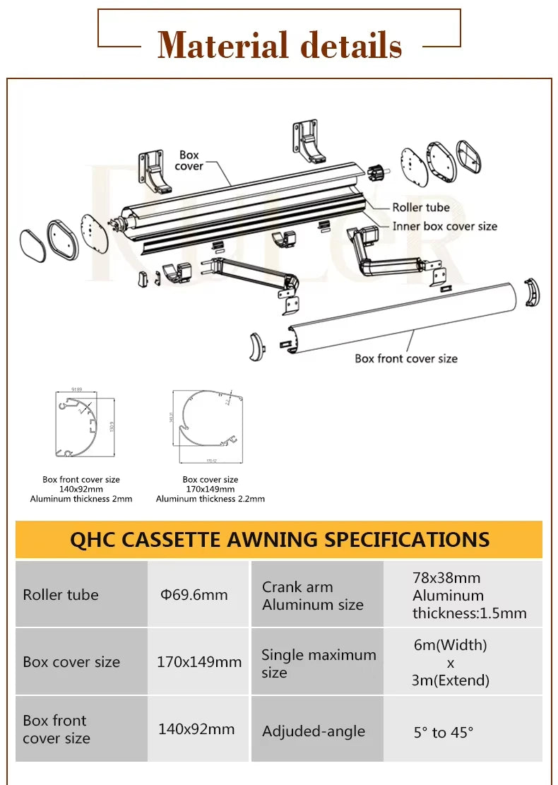 Modern outdoor retractable aluminum patio awning, awning can be customized in style,