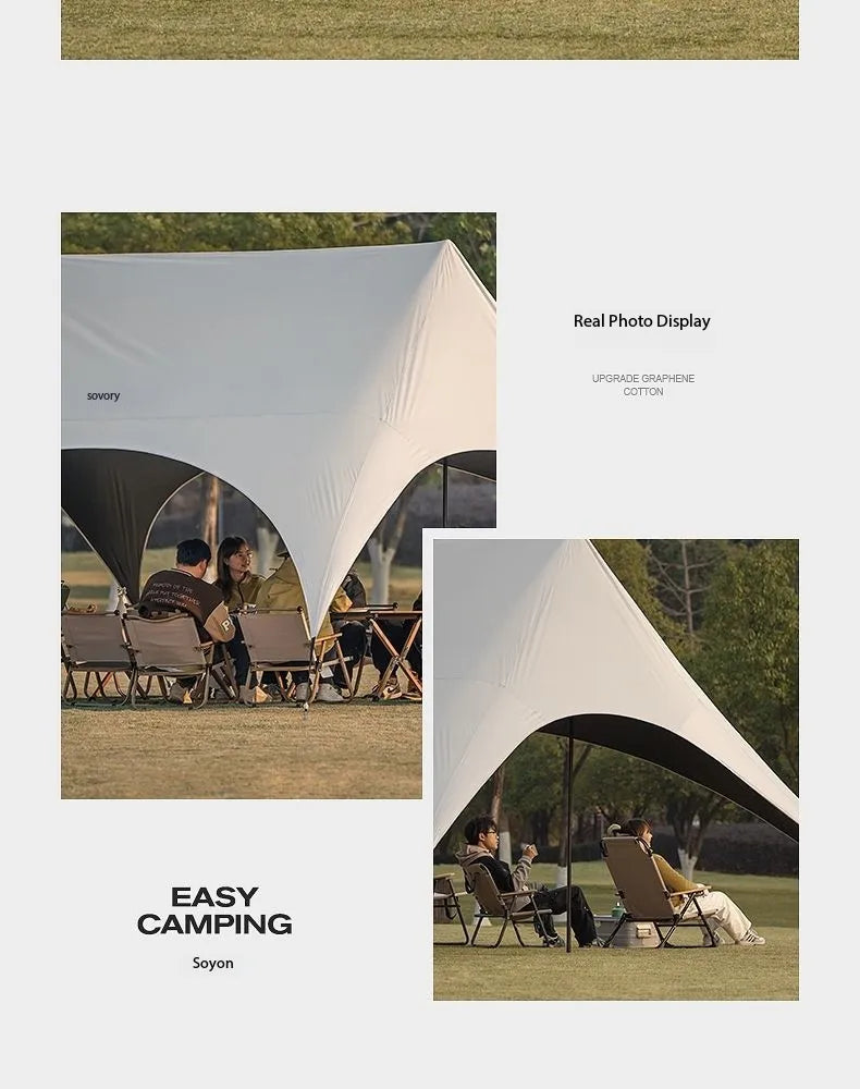 Outdoor Portable Hexagonal Sunshade Canopy Camping Rainproof Quick Setup Sun Shelter Professional Ventilated Outdoor Products