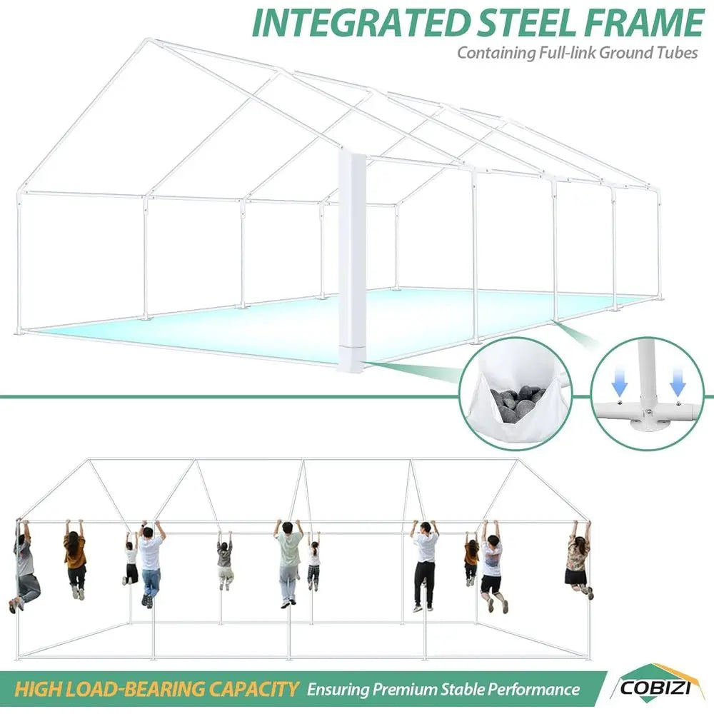 20x30 Outdoor Party Tent Heavy Duty Waterproof Canopy Shelter with 8 Sidewalls amp 12 Church Windows, White Powder Coating, Bui