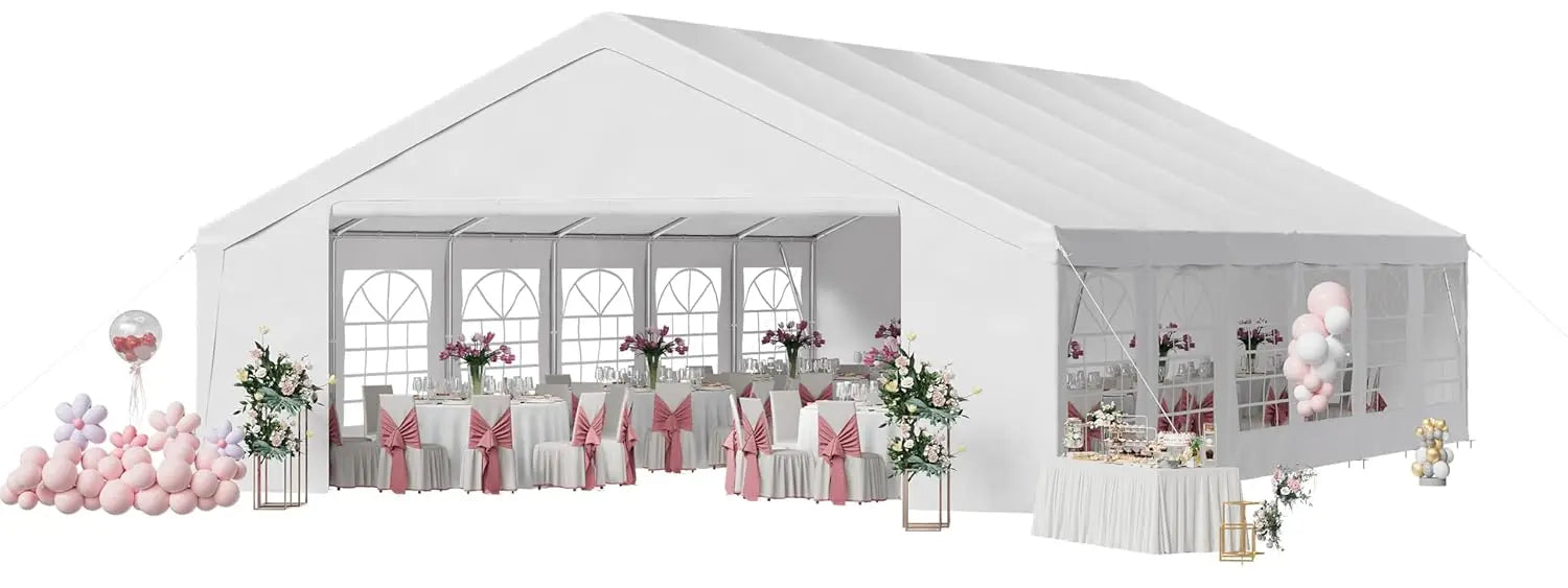 20x40 Waterproof Party Tent Removable Sidewalls Roll-up Door Steel Frame Outdoor Wedding BBQ Custom