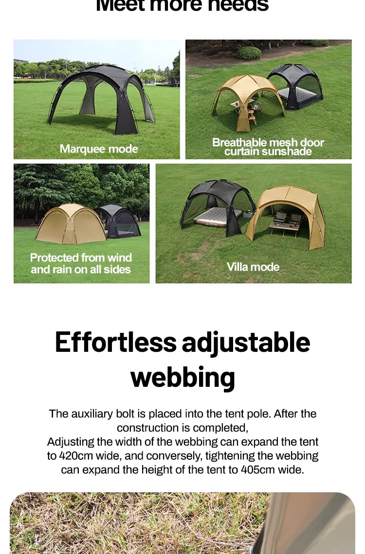 Sonuto 8-13 Person Camping Tent Sun Rainproof & Anti-Mosquito Large Car Awning Compact Foldable Outdoor Pavilion for Family