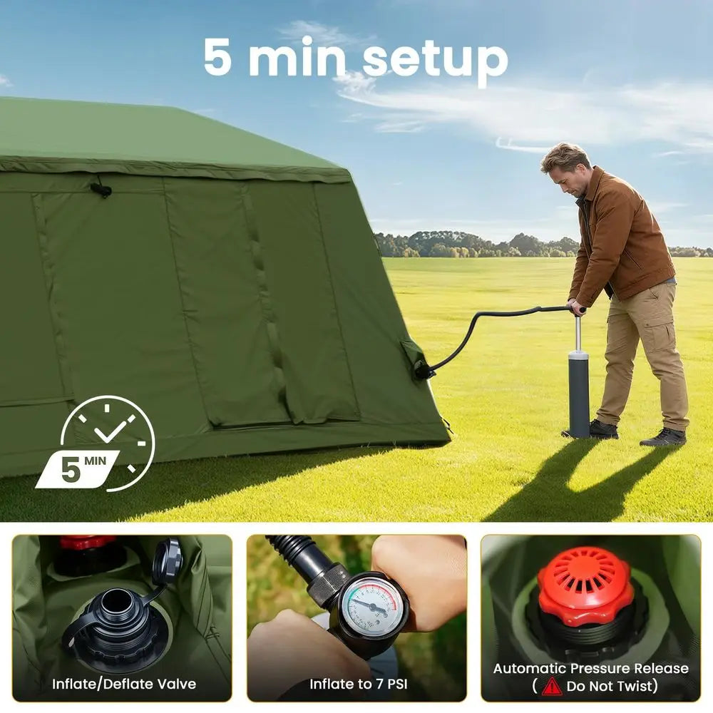 2 6 8 10 12 Person Inflatable Camping Tent, Easy Setup Blow Up Tent with Hand Pump, PU3000mm Waterproof amp Breathable 4 Season