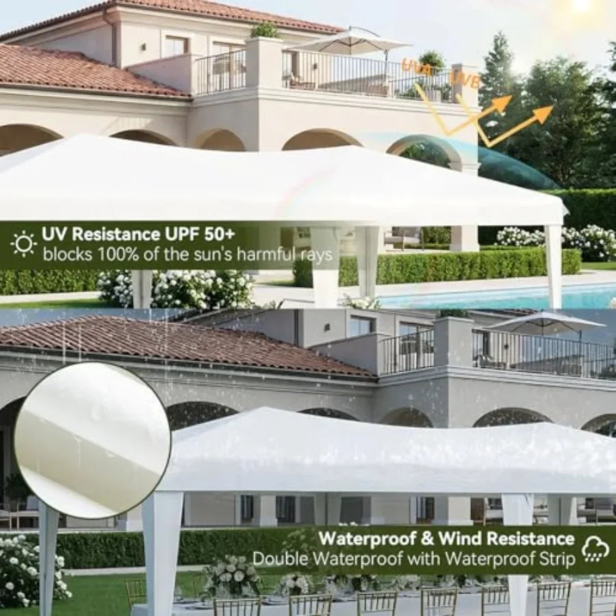 Tente Pop-Up Amovible à Montage Rapide, Tente de Fête Imperméable pour Extérieur, 3 Hauteurs Réglables, Tentes Portables pour Fêtes, Mariages et Événements Commerciaux