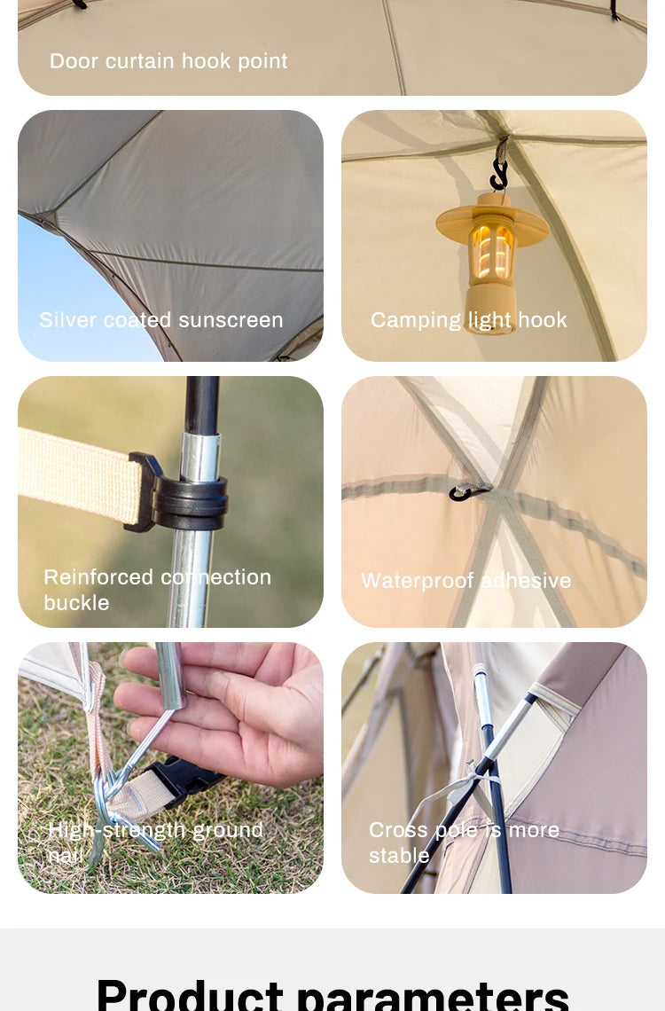 Sonuto 8-13 Person Camping Tent Sun Rainproof & Anti-Mosquito Large Car Awning Compact Foldable Outdoor Pavilion for Family