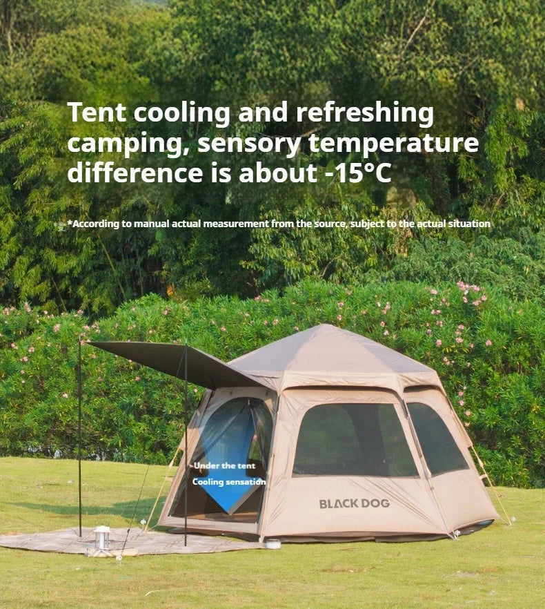 Naturehike BLACKDOG Qiyun 3-Speed Hexagonal Tent Sunscreen Stable Cooling Sensation Strong Wind Resistant Fiber Support With 360