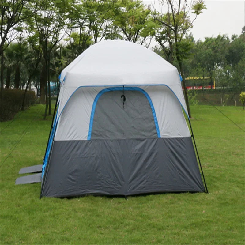 Outdoor Tent 2 Rooms Double Layer Family Camping Party 8-12 Persons Waterproof Windproof Top Rainfly Mesh Windows Portable Bag