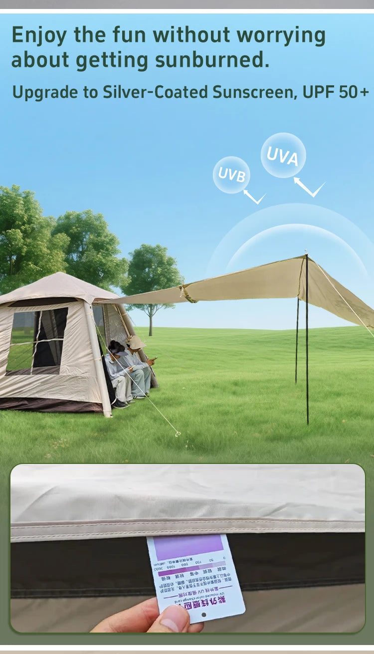 Outdoor Park Camping Glamping Tent Multi-person 4-5 People Tent Hiking Mountain Hiker Inflatable Tent Portable Rainproof Tent