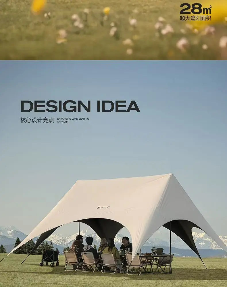 Outdoor Portable Hexagonal Sunshade Canopy Camping Rainproof Quick Setup Sun Shelter Professional Ventilated Outdoor Products