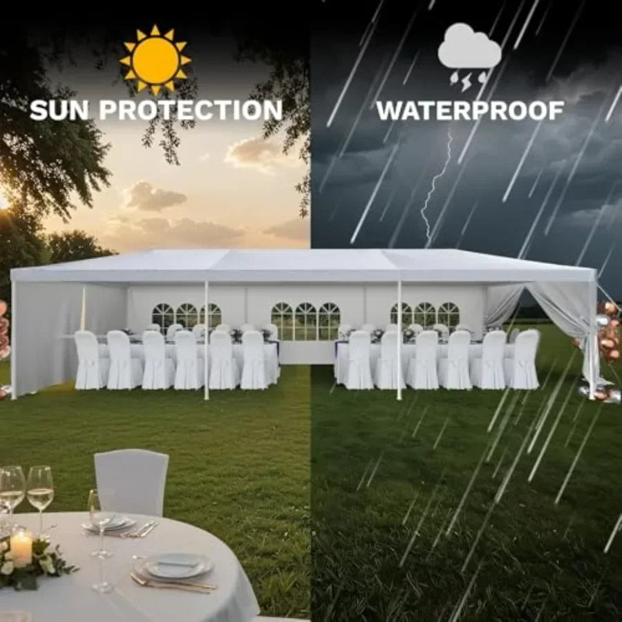 10'x30' Outdoor Heavy Duty  Tent Waterproof Wedding Party Tent with UV Protection Sidewalls Wind Resistant Portable Gazebo Shel