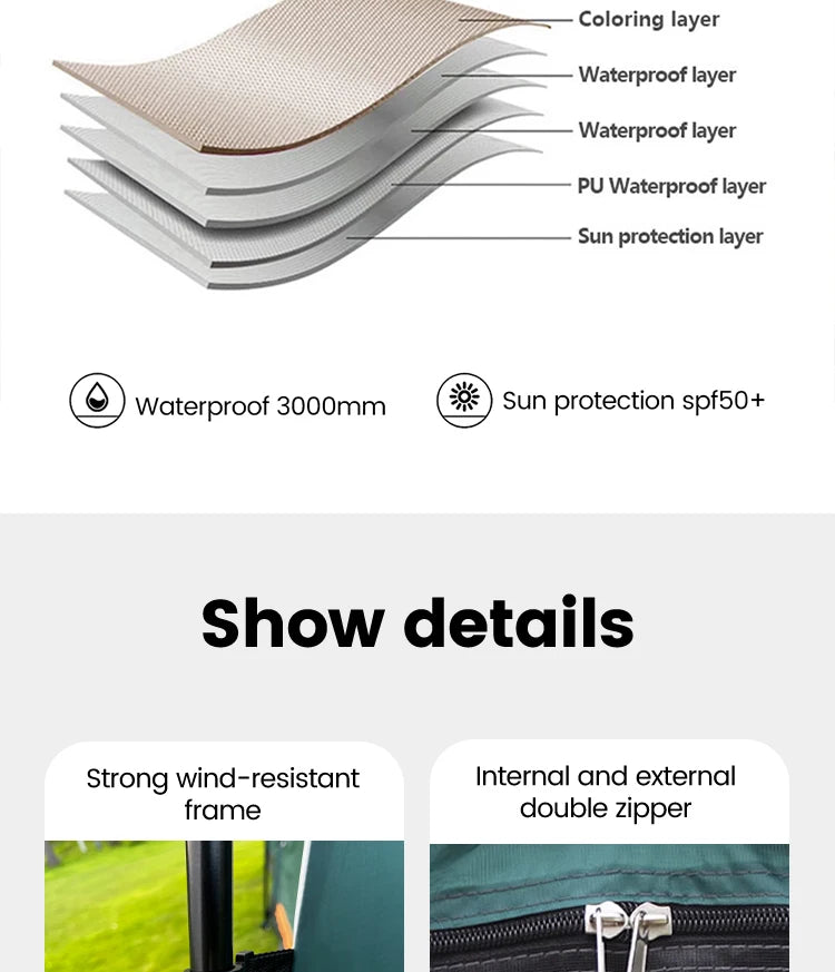Outdoor Camping Tent for 3-12 People, Double Layers, Oversized 2 Rooms, Thickened, Rainproof, Waterproof Family Tent, Large Tent