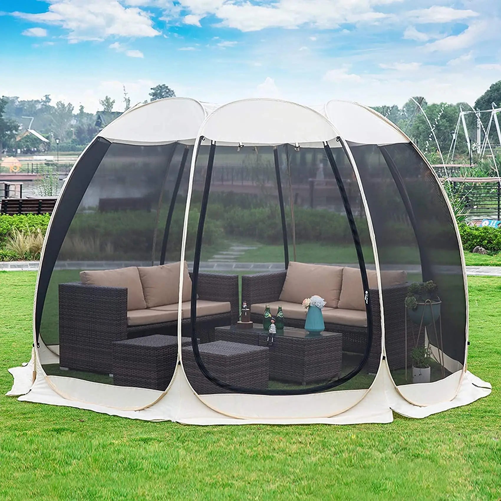Hot Sale 6 Sided Mesh Screen Party Tent Durable Waterproof Outdoor Tent for Camping Backyard Garden Party