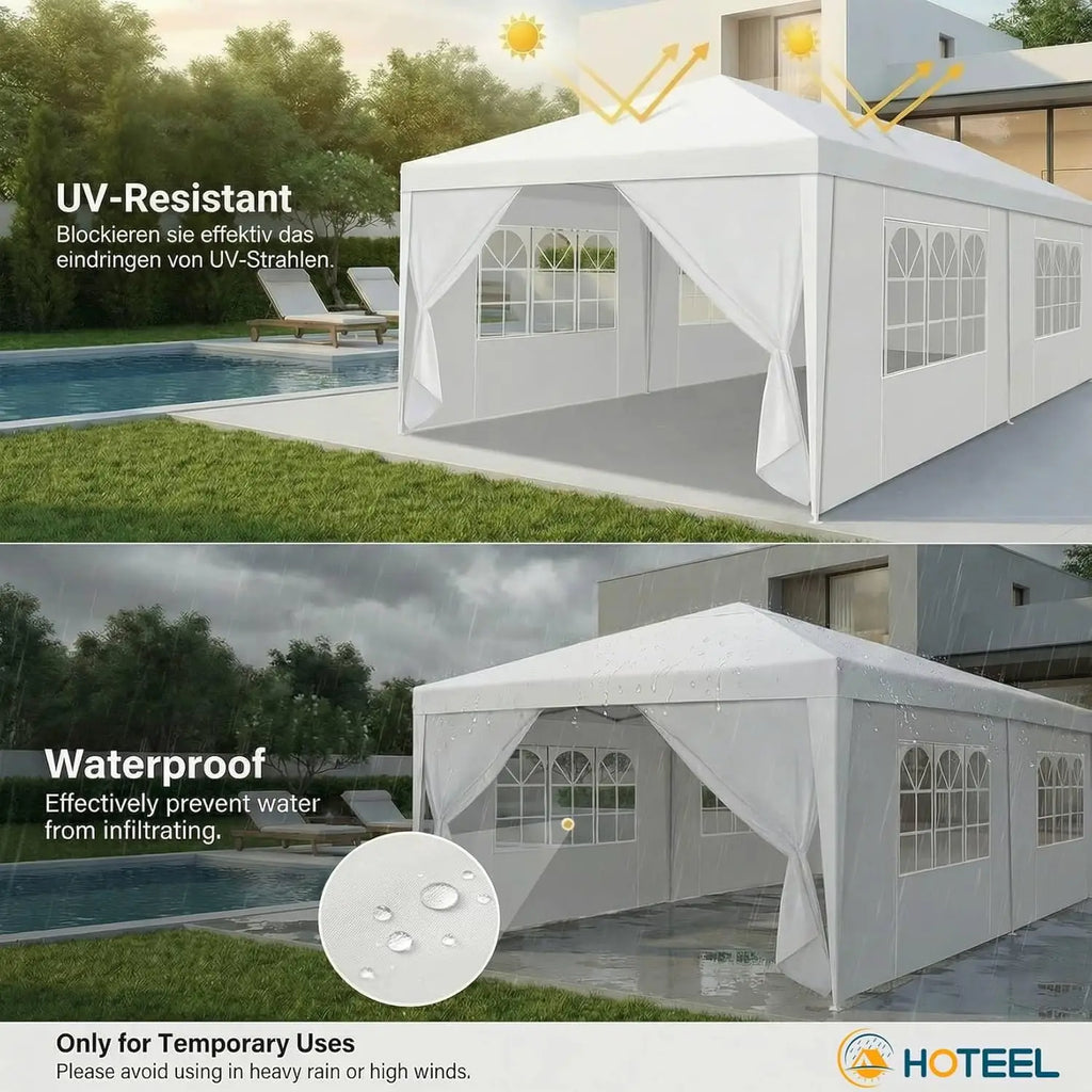 10x30 FT Party Tent with 8 Removable Sidewalls, Waterproof Outdoor Canopy for Patio, Wedding, BBQ