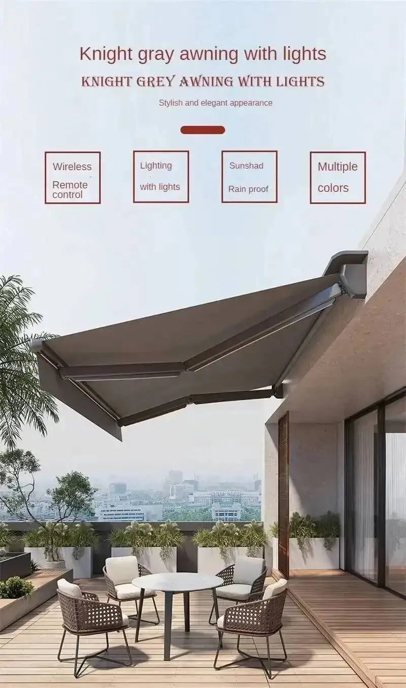 Z Electric Balcony Retractable Pergola Gazebos Awning Aluminum Tents Alloy Outdoor Eaves Rainproof Courtyard Tent Villa Sunshade