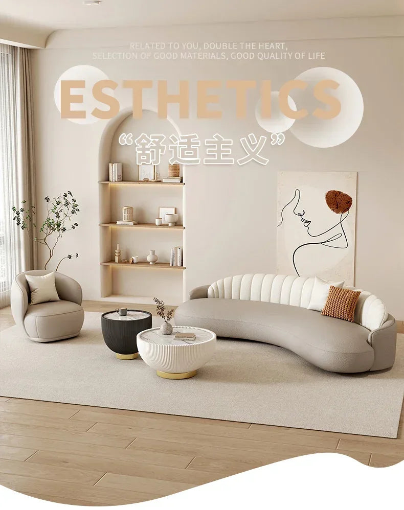 Curved Velvet Couches Modern Lounge Comfortable Nordic Puffs Sofa Luxury Designer Solid Wood Sofas Para El Hogar Home Furniture