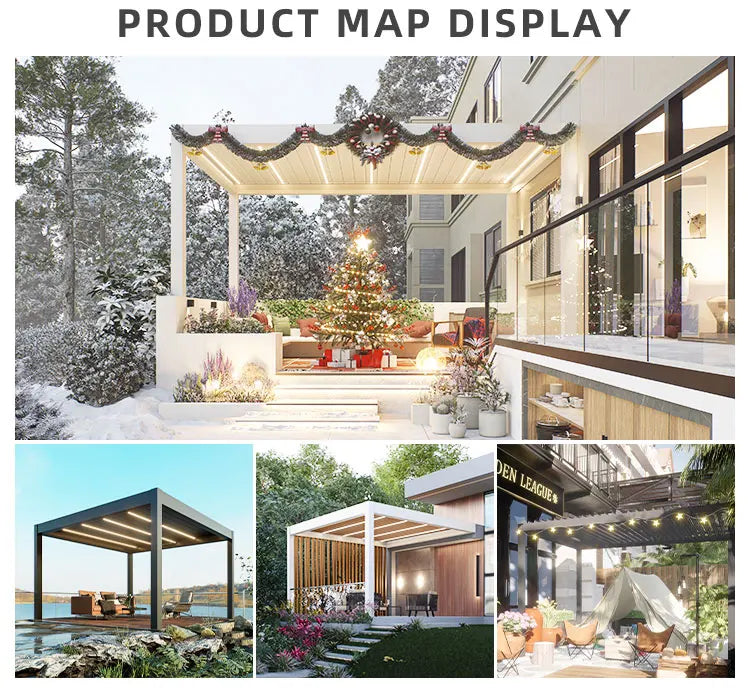 Waterproof Motorized Gazebo Pergola Set 3x3 3x4 5x4 4x6 Garden Sunshade Retractable Outdoor Aluminium for Backyard Powder Coated
