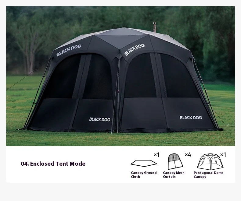 Naturehike BLACKDOG Camping Dome Tent Sunshade 150D Oxford Cloth Combination Buckle or Zipper Outdoor Travel Tent With Chimney
